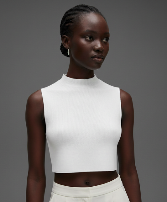 White Ribbed Knit Tank Top