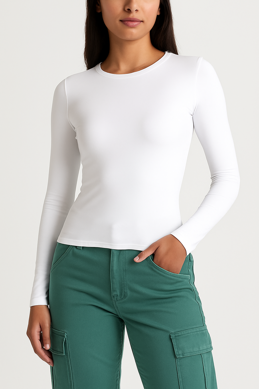 Fitted Long Sleeve Stretch Tee