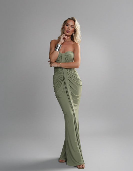 Ruched Strapless Maxi Dress