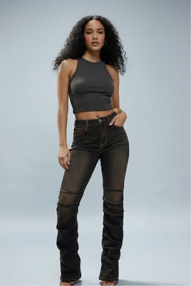 Dark Wash Stacked Leg Jeans