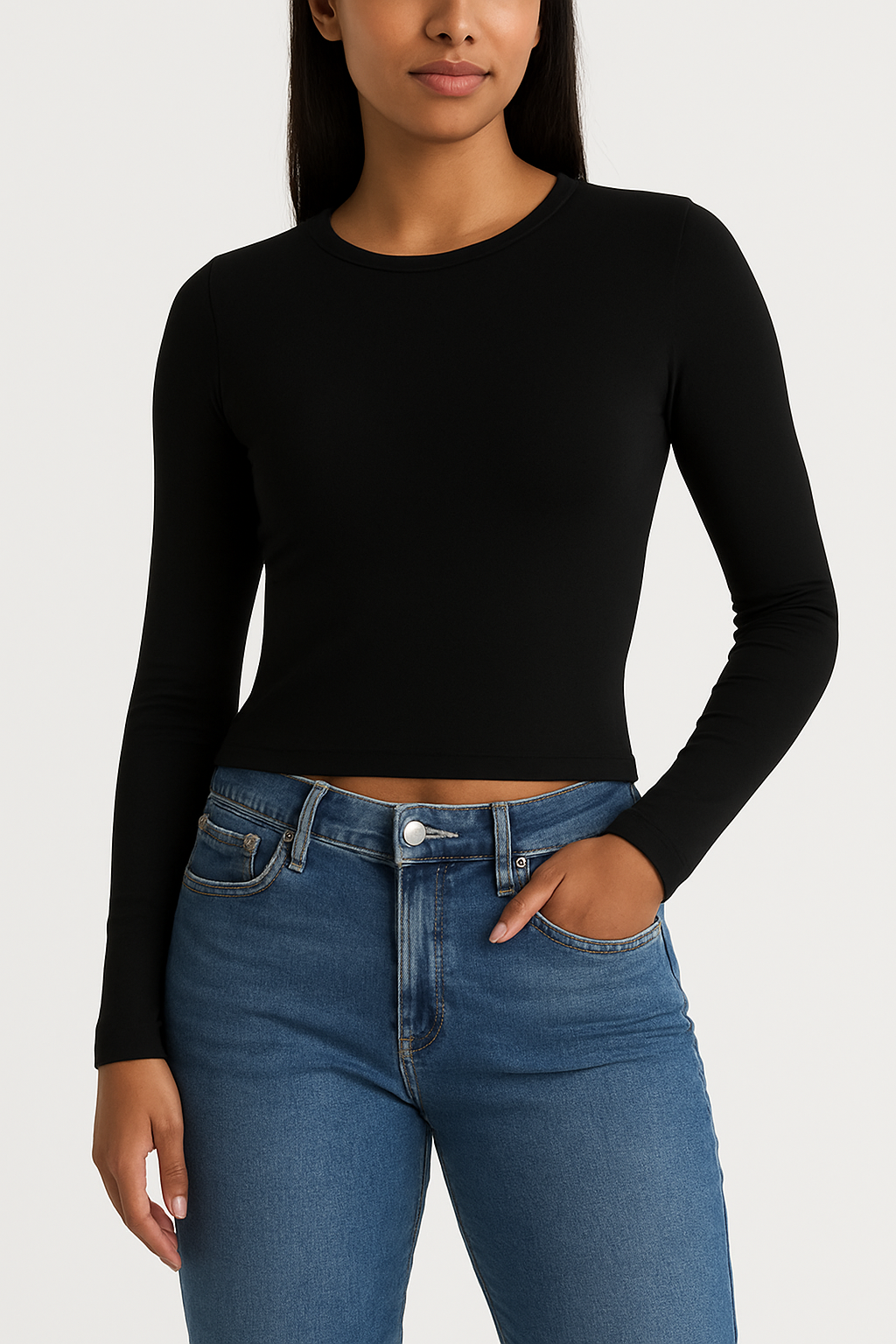 Fitted Long Sleeve Stretch Tee
