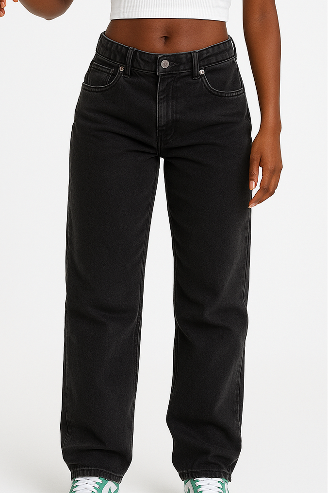 Straight Leg Jeans-Black