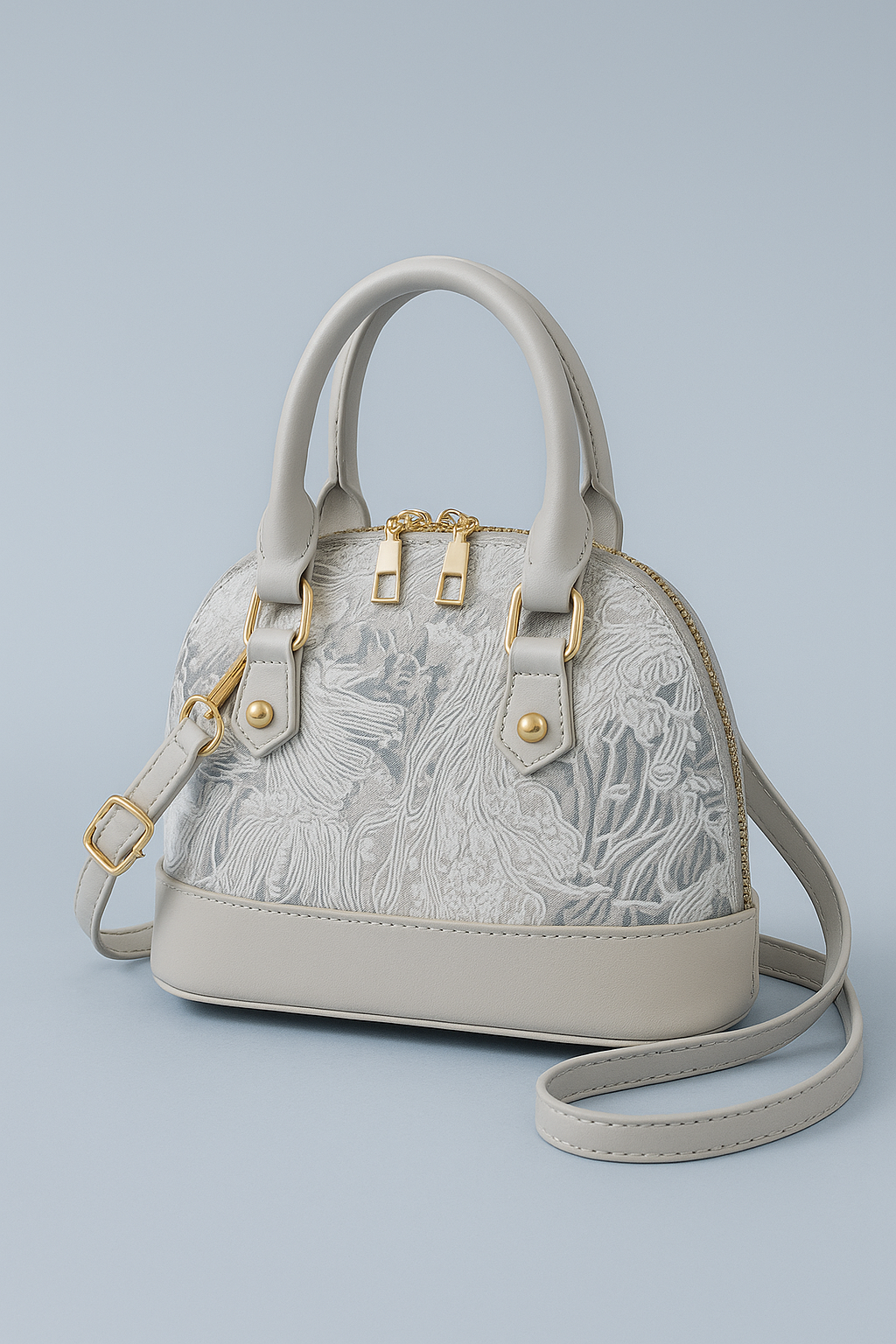 Floral Embossed Dome Crossbody Bag