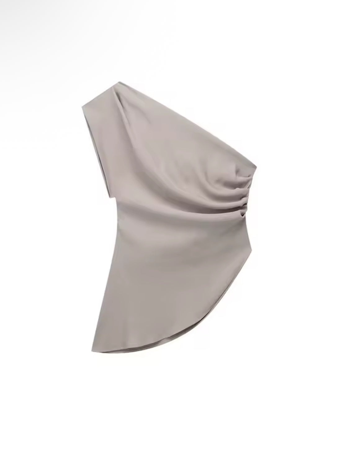 Structured One-Shoulder Ruched Crop Top