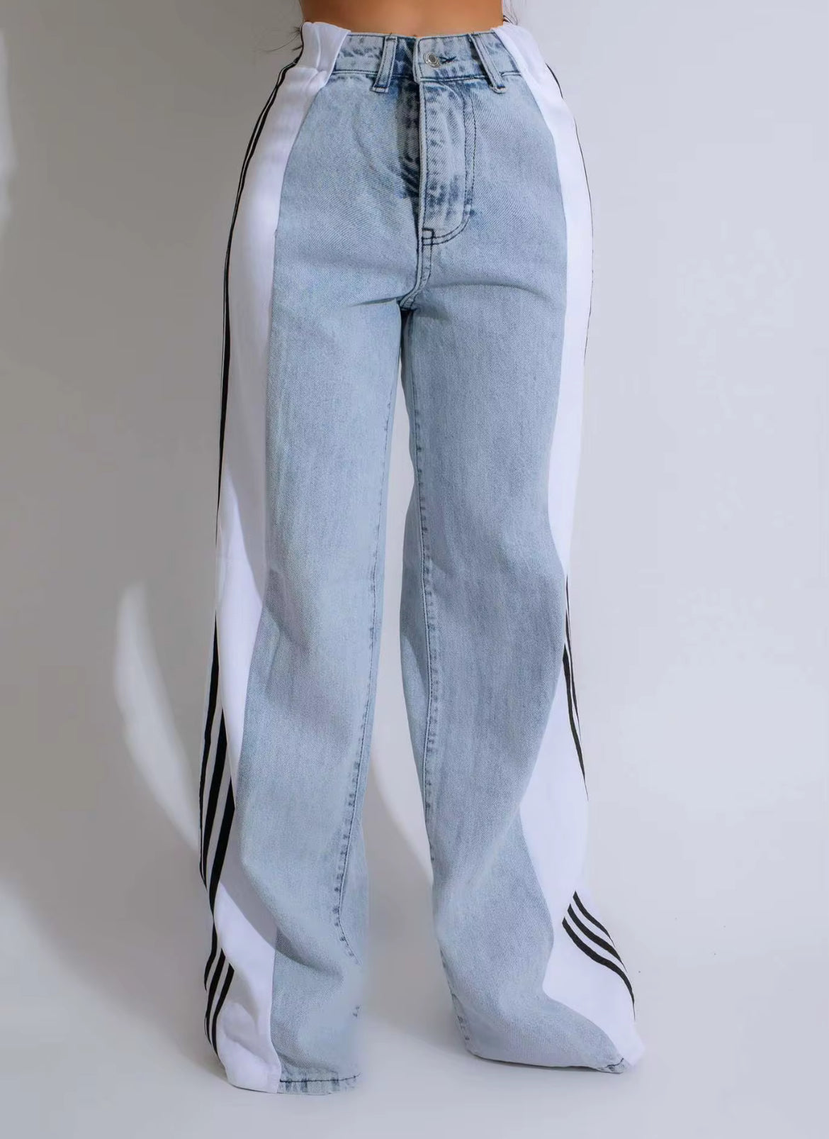 Wide-Leg Stripe Jeans