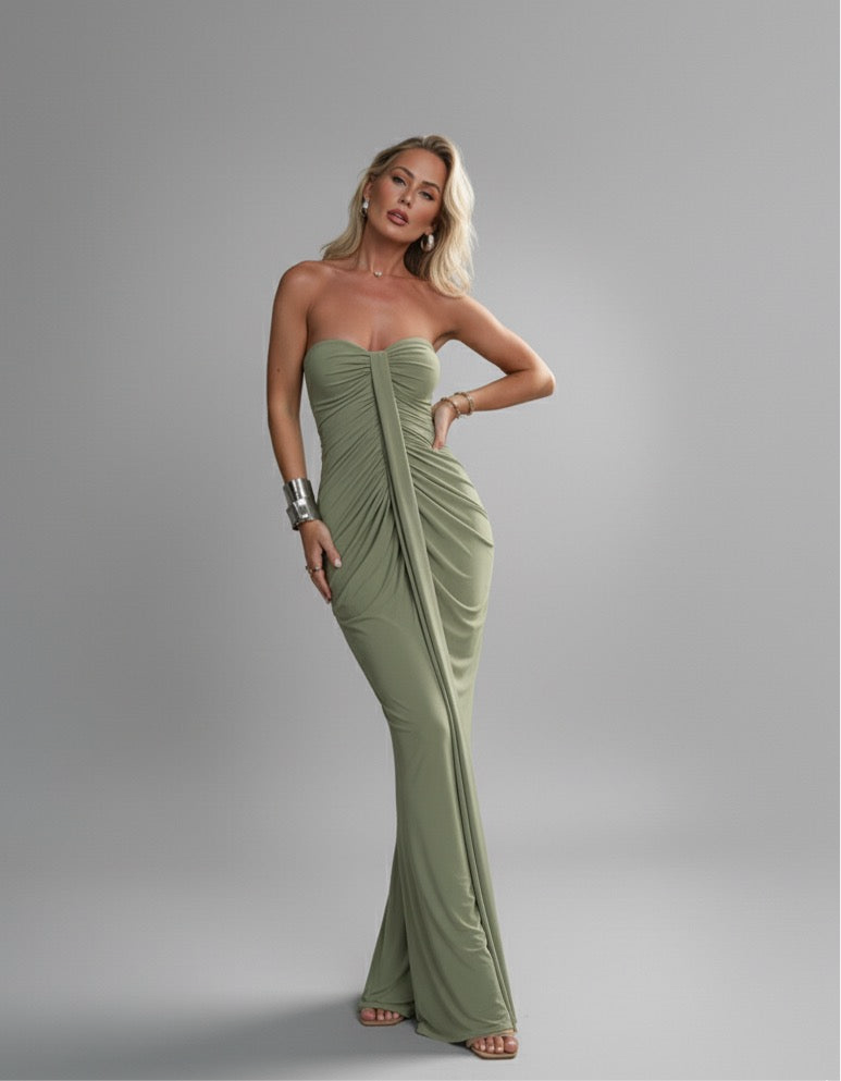 Ruched Strapless Maxi Dress
