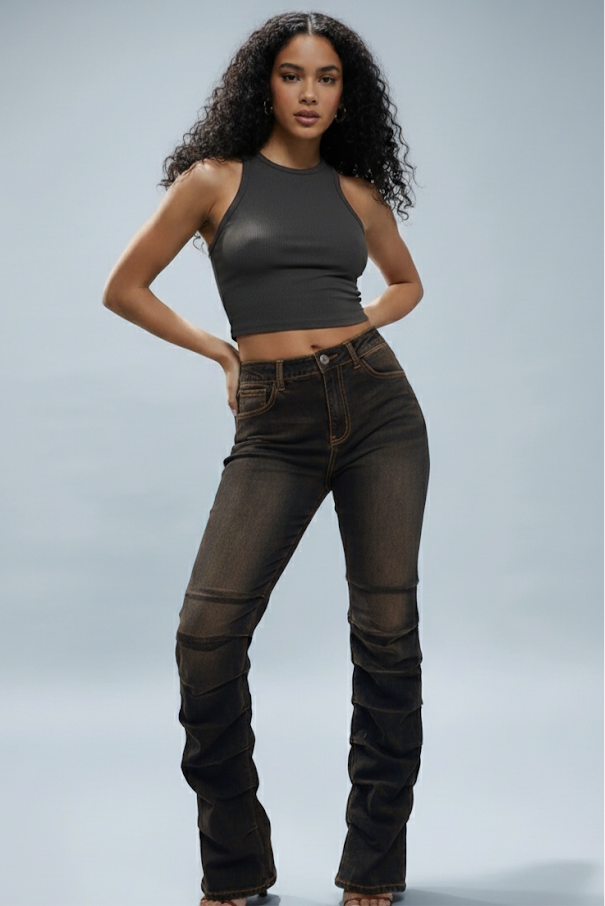Dark Wash Stacked Leg Jeans