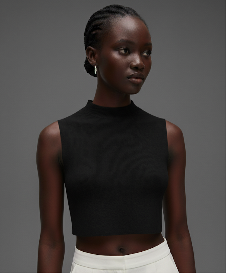 Black Ribbed Knit Tank Top